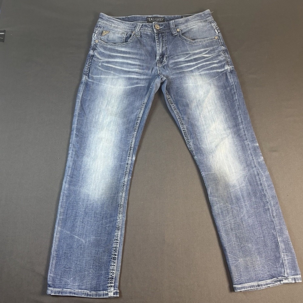 Salvage Buckle Jeans Men's 32(S)- 32x28 Blue Denim Mayhem Straight Regular Fit
